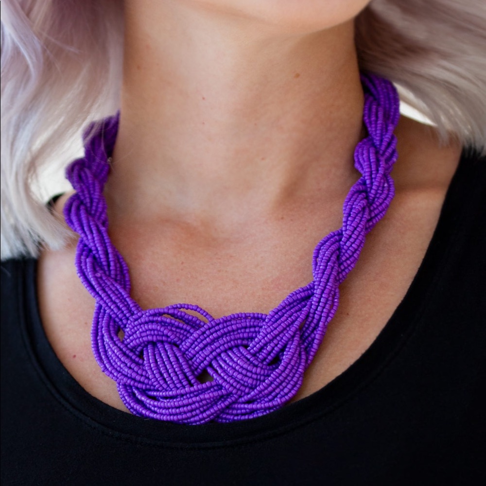 Purple seed bead necklace